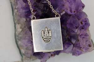 1933-44 Georg Jensen Denmark Sterling Silver Castle Keepsake Locket Box Necklace